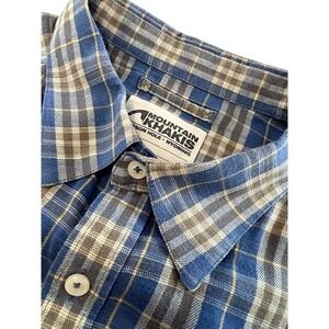 Mountain Khakis Mens XX-Large Blue Tan Plaid Short Sleeve Button Down Shirt XXL